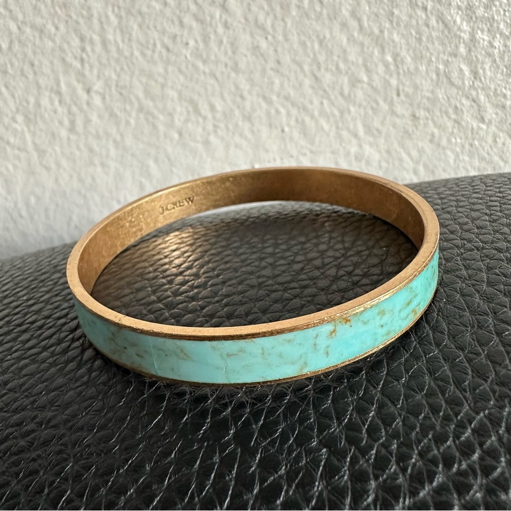 J. Crew Turquoise and Gold Bangle Bracelet